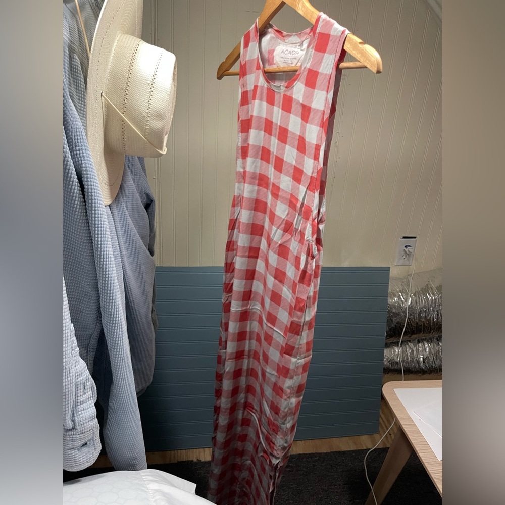 acacia swimwear red check high neck dress s